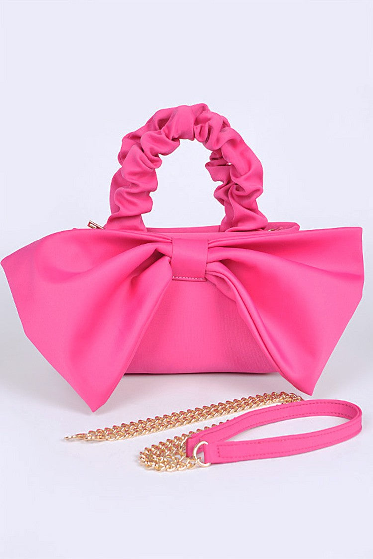 Crinkle Handle Large Bow Tie Clutch Bag Artini Accessories
