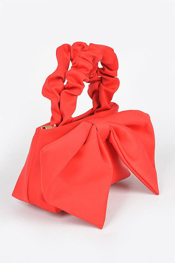 Crinkle Handle Large Bow Tie Clutch Bag Artini Accessories