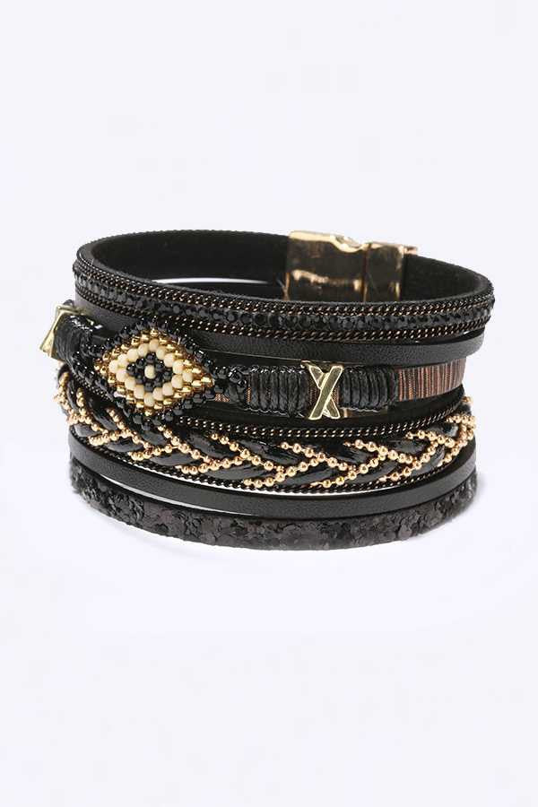 Beaded Layered Bohemian Magnetic Bracelet LA Jewelry Plaza