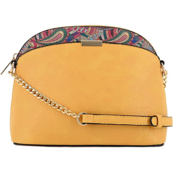 Paisley Accent Small Dome Boho Crossbody Bag Fashion World