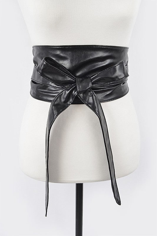 Faux Leather Wrap Around Obi Belt Artini Accessories