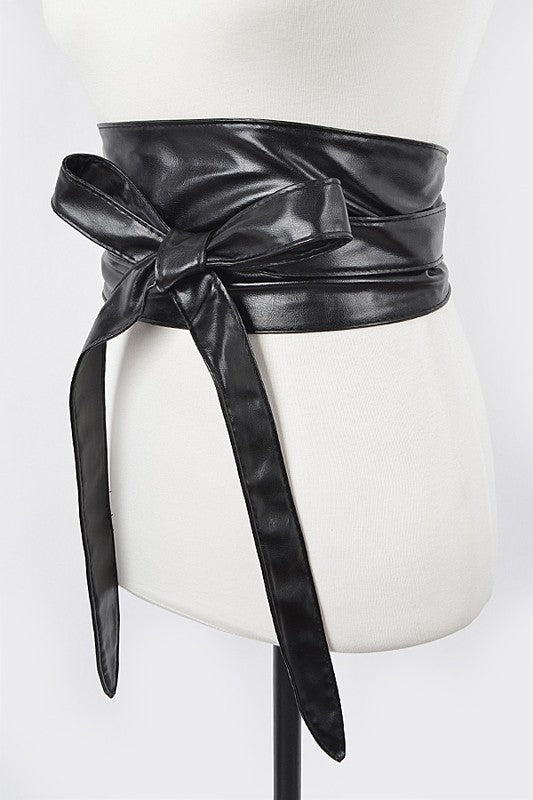 Faux Leather Wrap Around Obi Belt Artini Accessories