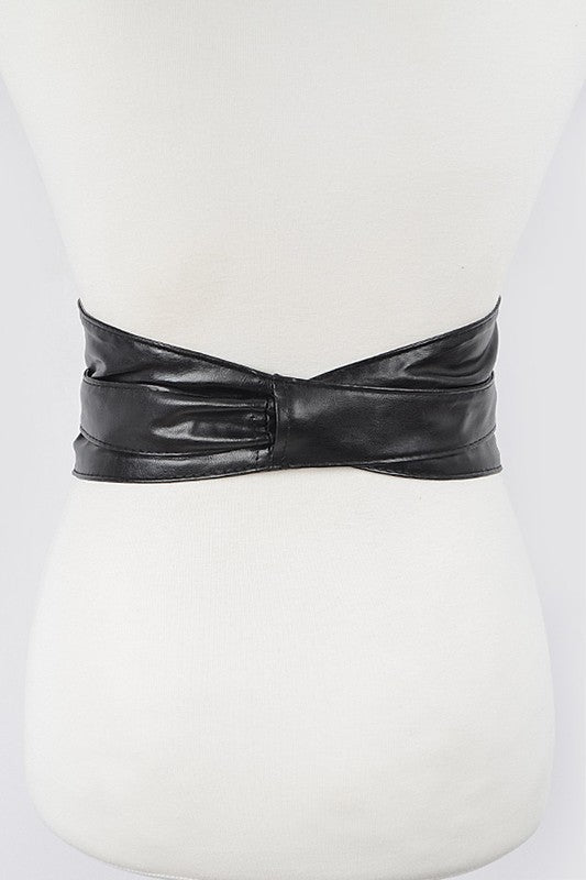 Faux Leather Wrap Around Obi Belt Artini Accessories