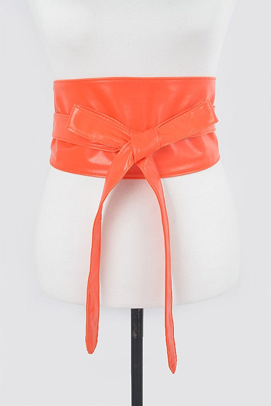 Faux Leather Wrap Around Obi Belt Artini Accessories