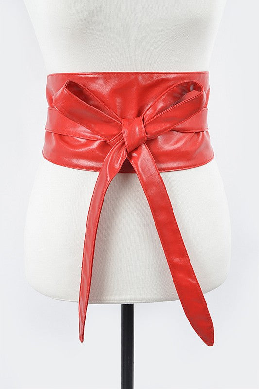 Faux Leather Wrap Around Obi Belt Artini Accessories