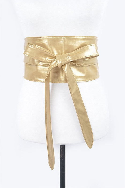 Faux Leather Wrap Around Obi Belt Artini Accessories