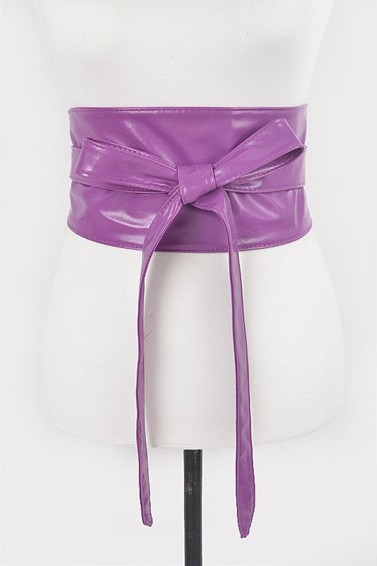 Faux Leather Wrap Around Obi Belt Artini Accessories