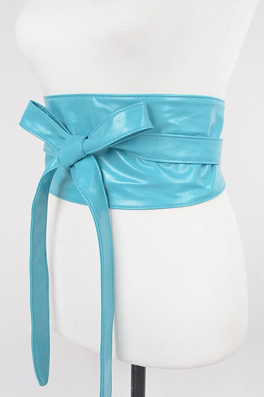 Faux Leather Wrap Around Obi Belt Artini Accessories