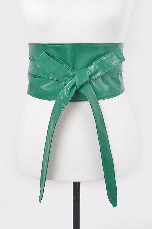 Faux Leather Wrap Around Obi Belt Artini Accessories