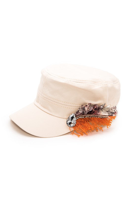 Crystal Lace Embellished Cadet Hat LA Jewelry Plaza