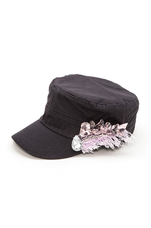 Crystal Lace Embellished Cadet Hat LA Jewelry Plaza