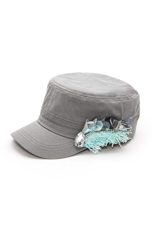 Crystal Lace Embellished Cadet Hat LA Jewelry Plaza