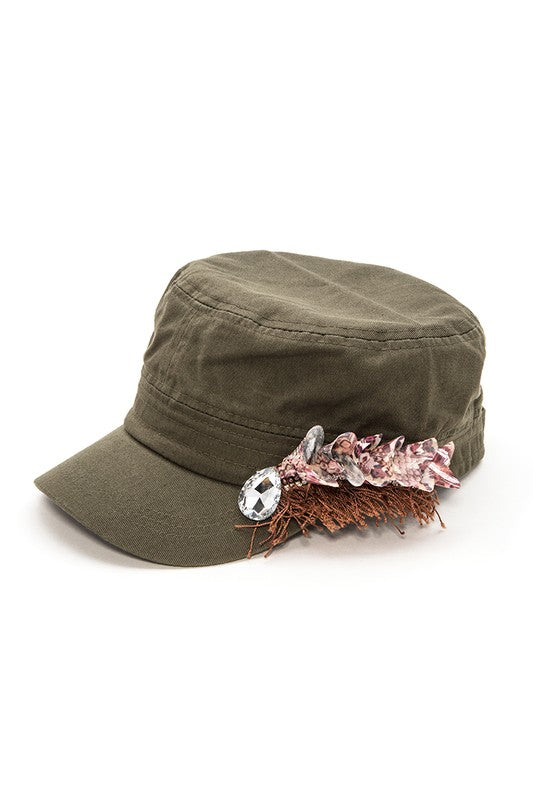 Crystal Lace Embellished Cadet Hat LA Jewelry Plaza