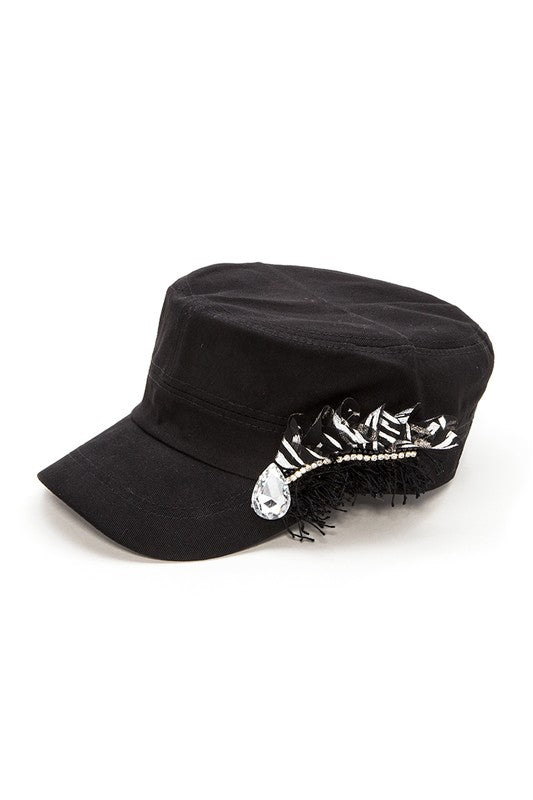 Crystal Lace Embellished Cadet Hat LA Jewelry Plaza