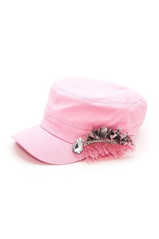 Crystal Lace Embellished Cadet Hat LA Jewelry Plaza