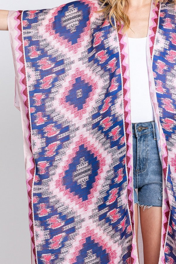 Aztec Printed Long Kimono Duster Artini Accessories