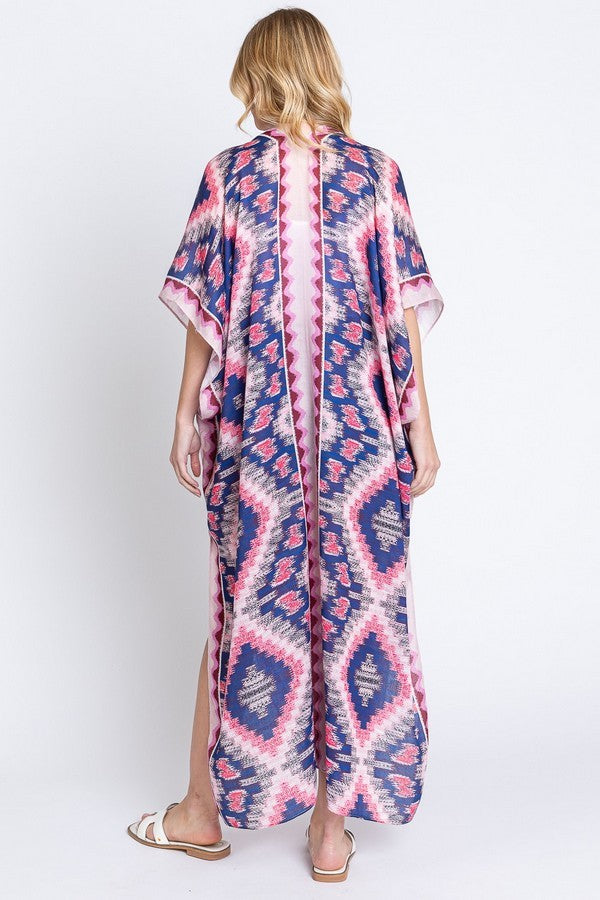 Aztec Printed Long Kimono Duster Artini Accessories
