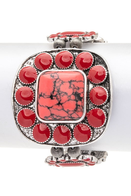 Western Square Stone Boho Stretch Bracelet LA Jewelry Plaza