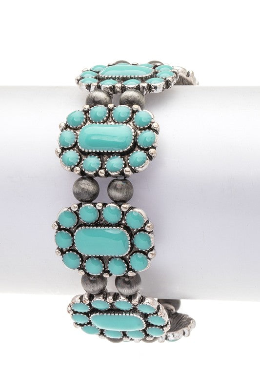 Western Square Stone Boho Stretch Bracelet LA Jewelry Plaza