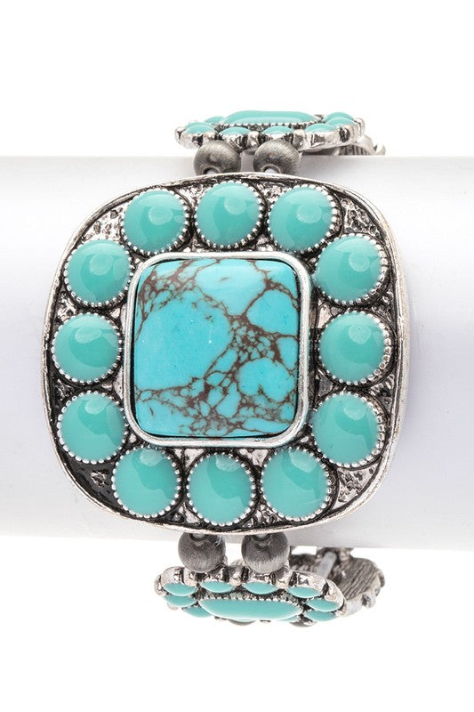 Western Square Stone Boho Stretch Bracelet LA Jewelry Plaza
