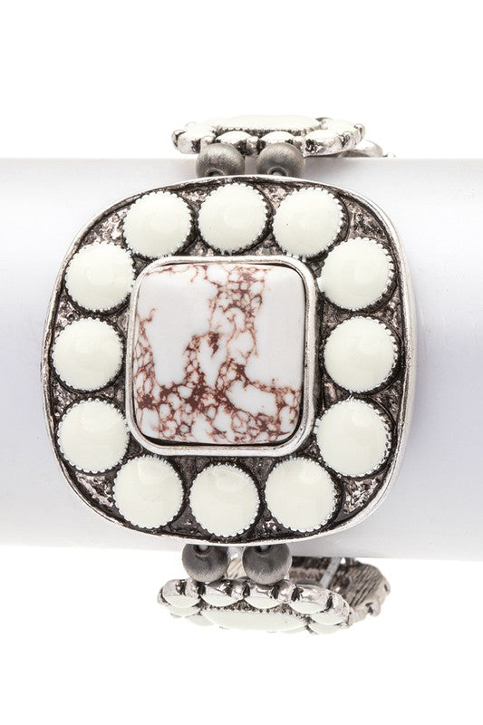 Western Square Stone Boho Stretch Bracelet LA Jewelry Plaza