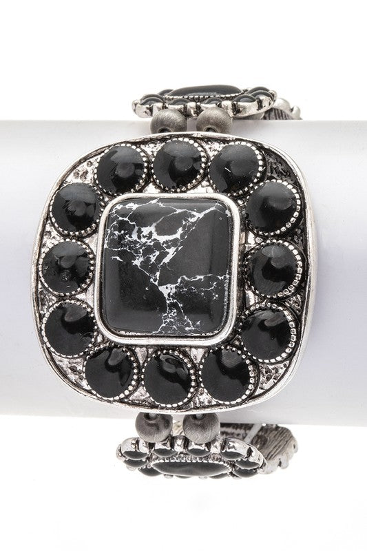 Western Square Stone Boho Stretch Bracelet LA Jewelry Plaza