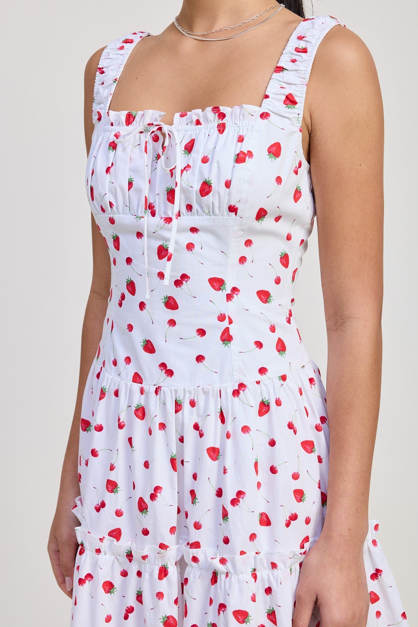 Poplin Midi A-Line Strawberry Print Dress Emory Park