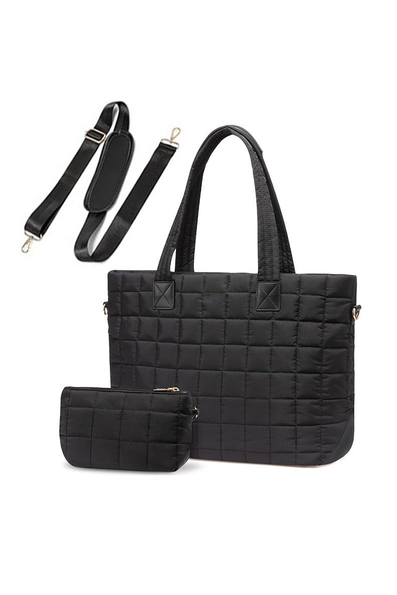 Mila Quilted Traveler Tote with Mini Clutch - 2 Piece Set Aili's Corner