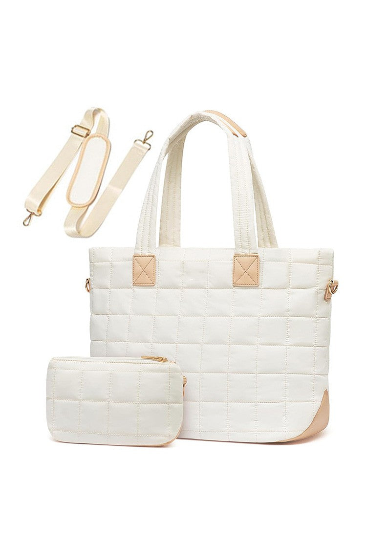 Mila Quilted Traveler Tote with Mini Clutch - 2 Piece Set Aili's Corner