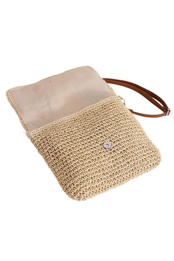 Sylvie Foldover Floral Crochet Woven Crossbody Bag - DAME BOHEME