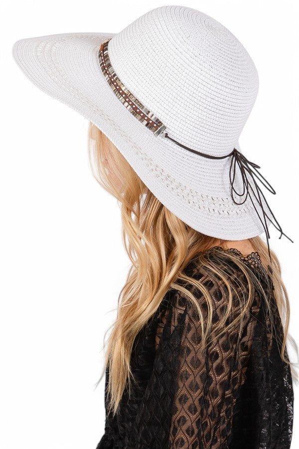 Evil Eye Hatband Floppy Straw Sun Hat LA Jewelry Plaza