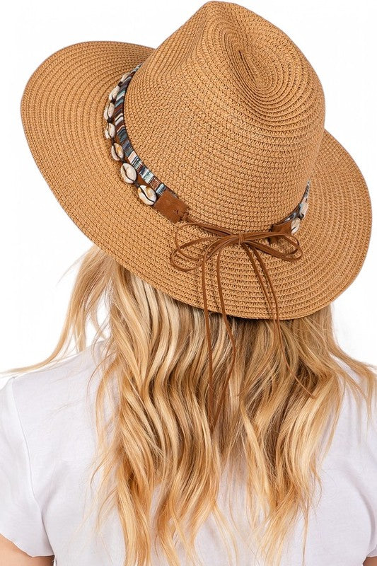 Sea Shell Hat Band Straw Fedora Sun Hat LA Jewelry Plaza