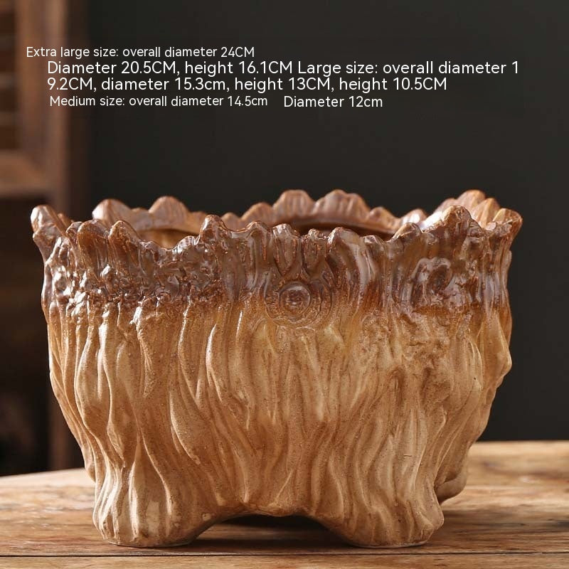 Large Ceramic Flower Pot with Tree Root Design DAME BOHEME