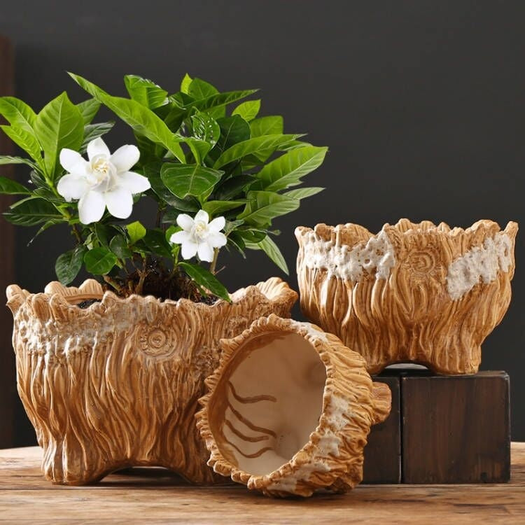 Large Ceramic Flower Pot with Tree Root Design DAME BOHEME