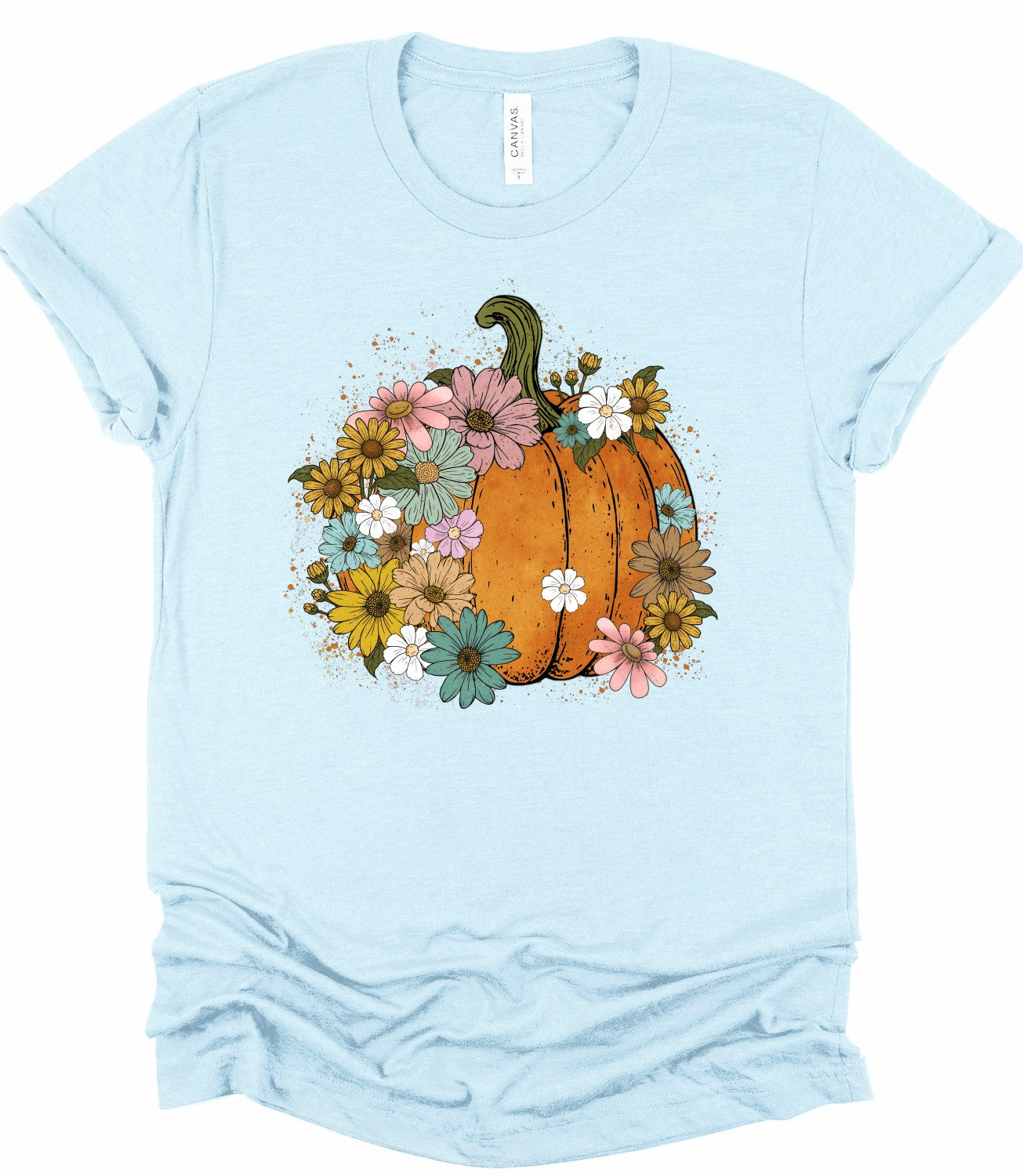 Floral Pumpkin Halloween Graphic Tee Top DAME BOHEME