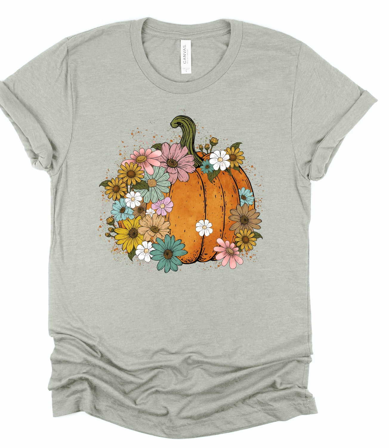 Floral Pumpkin Halloween Graphic Tee Top DAME BOHEME