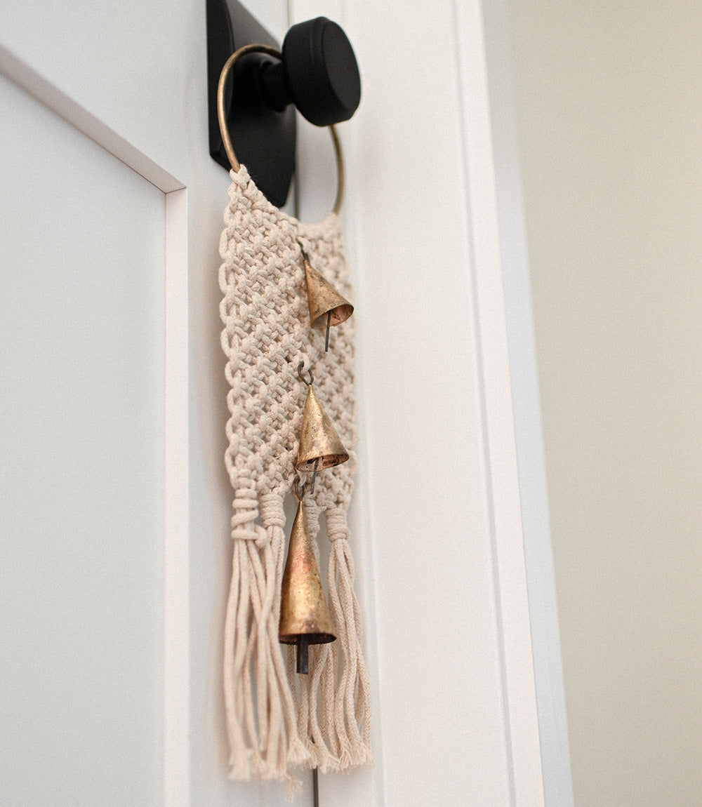 Macrame Cone Bells Door Hanger - Hand Tuned, Fair Trade HomeĀ DAME BOHEME