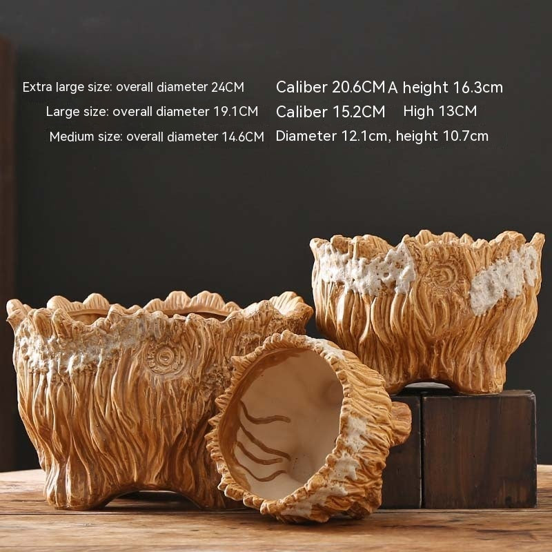 Large Ceramic Flower Pot with Tree Root Design DAME BOHEME