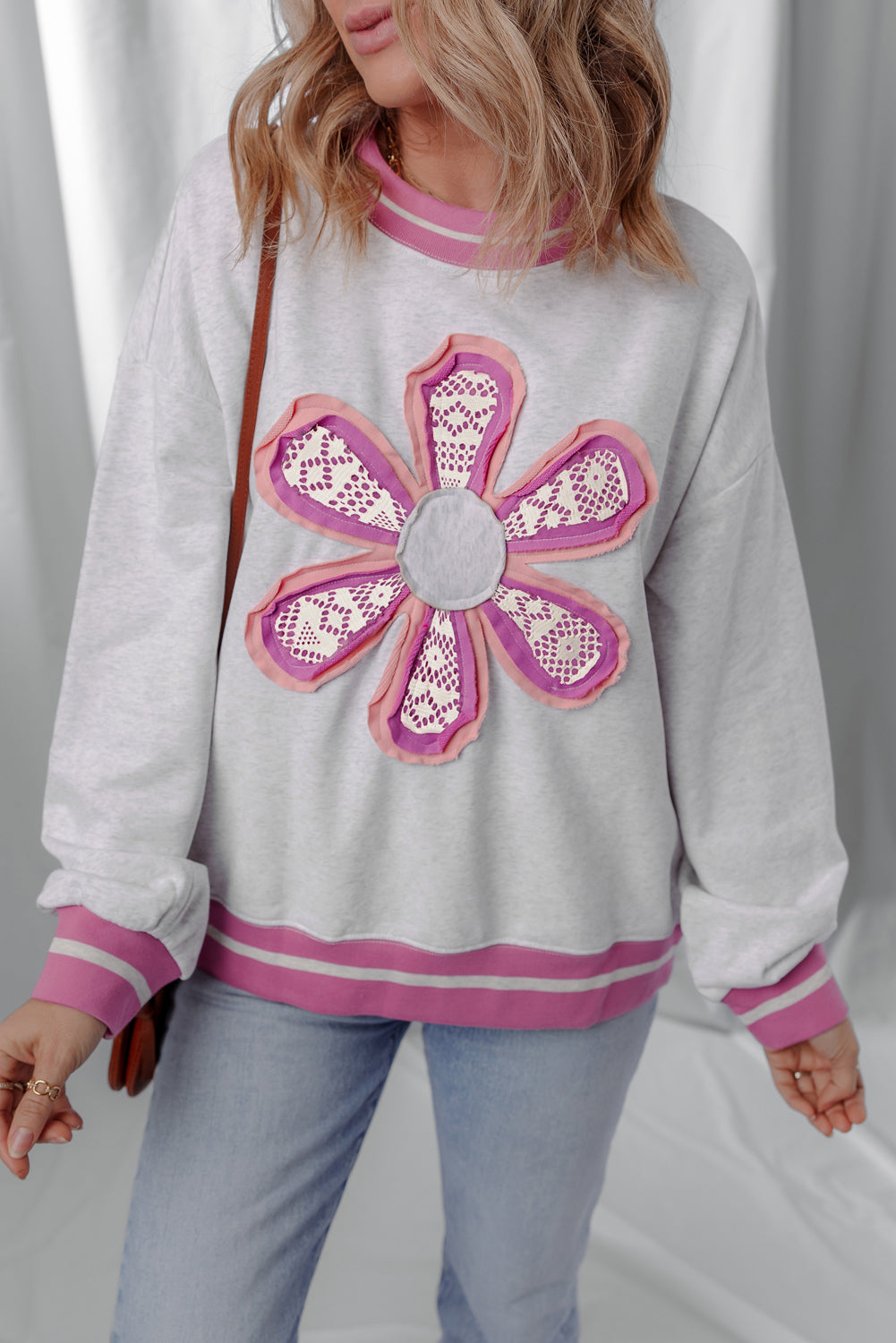 Caroline Flower Crew Neck Sweatshirt DAME BOHEME