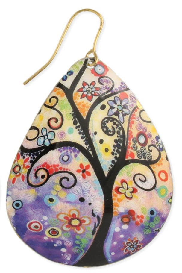 Whimsical Tree of Life Teardrop Earrings DAME BOHEME