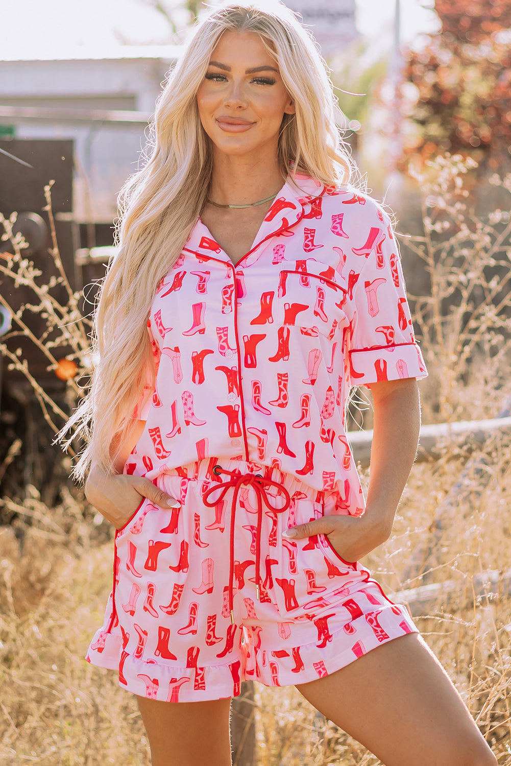Western Cowgirl Boots Pajama Set DAME BOHEME