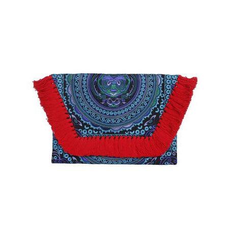 Embroidered Multi Tassel Envelope Clutch Bag - Thailand DAME BOHEME