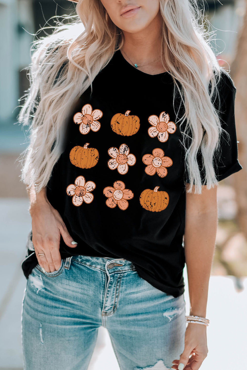Molly Pumpkin Flower Graphic Top DAME BOHEME