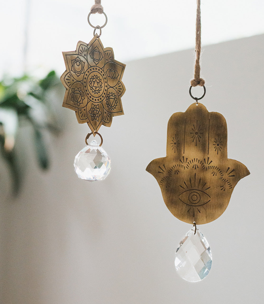 Surya Hamsa Engraved Brass Suncatcher DAME BOHEME