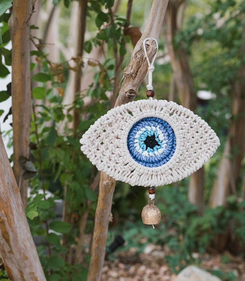 Buna Evil Eye Macrame Wall Hanging - Handmade, Fair TradeĀ DAME BOHEME