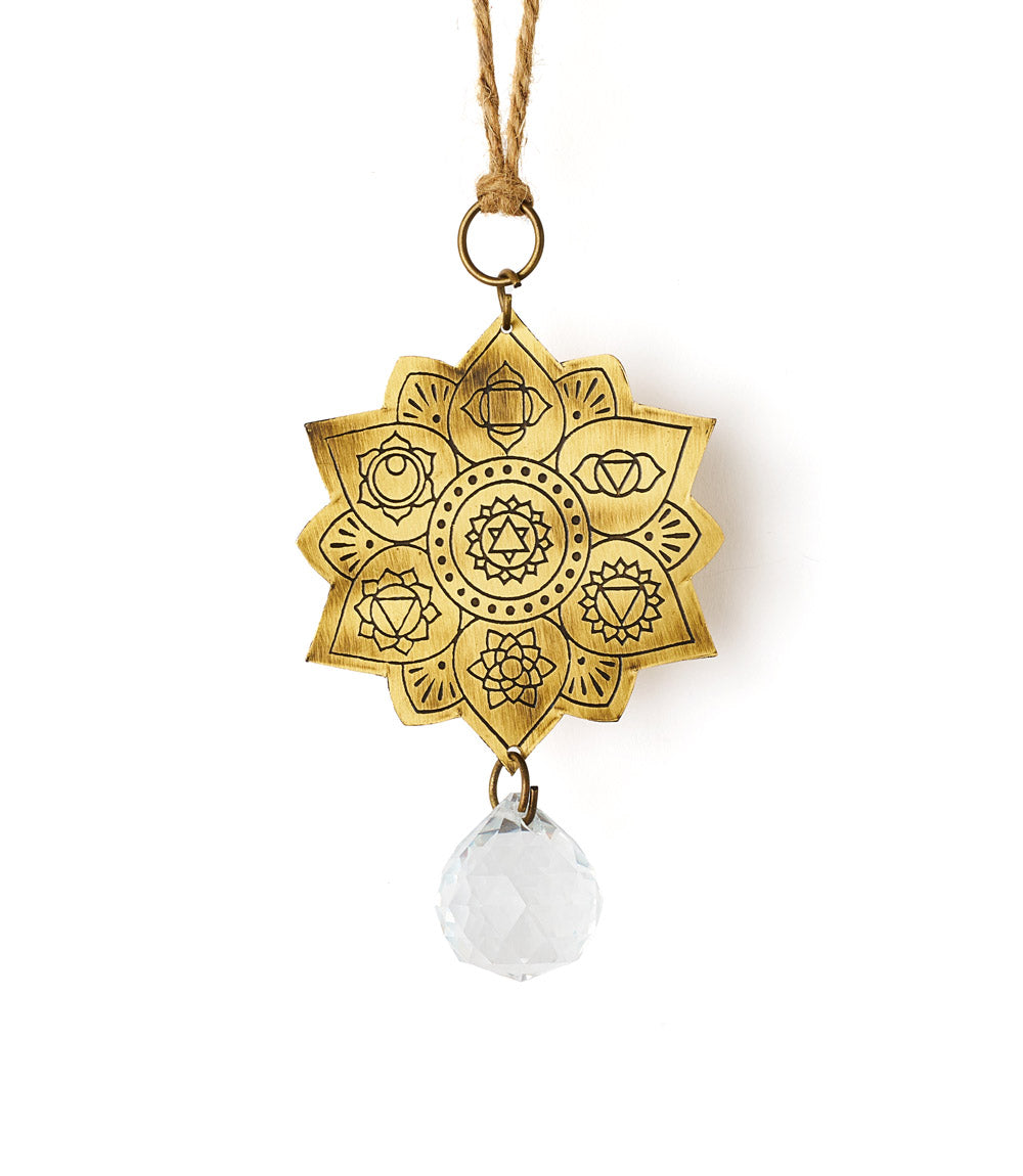 Surya Lotus Engraved Brass Suncatcher DAME BOHEME