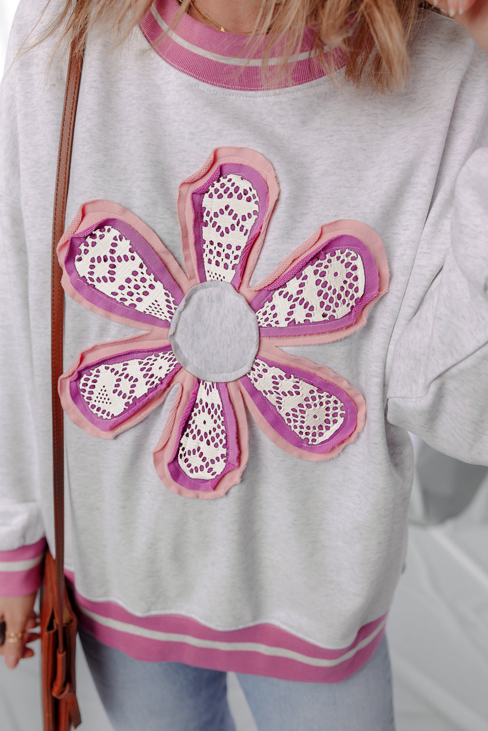 Caroline Flower Crew Neck Sweatshirt DAME BOHEME