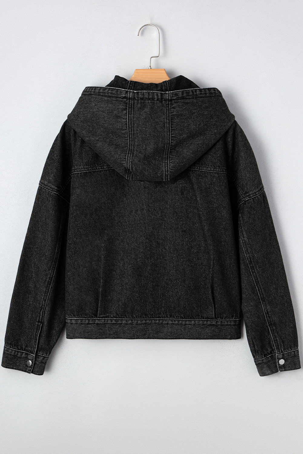 Sage Pocket Drop Shoulder Hooded Denim Jacket DAME BOHEME