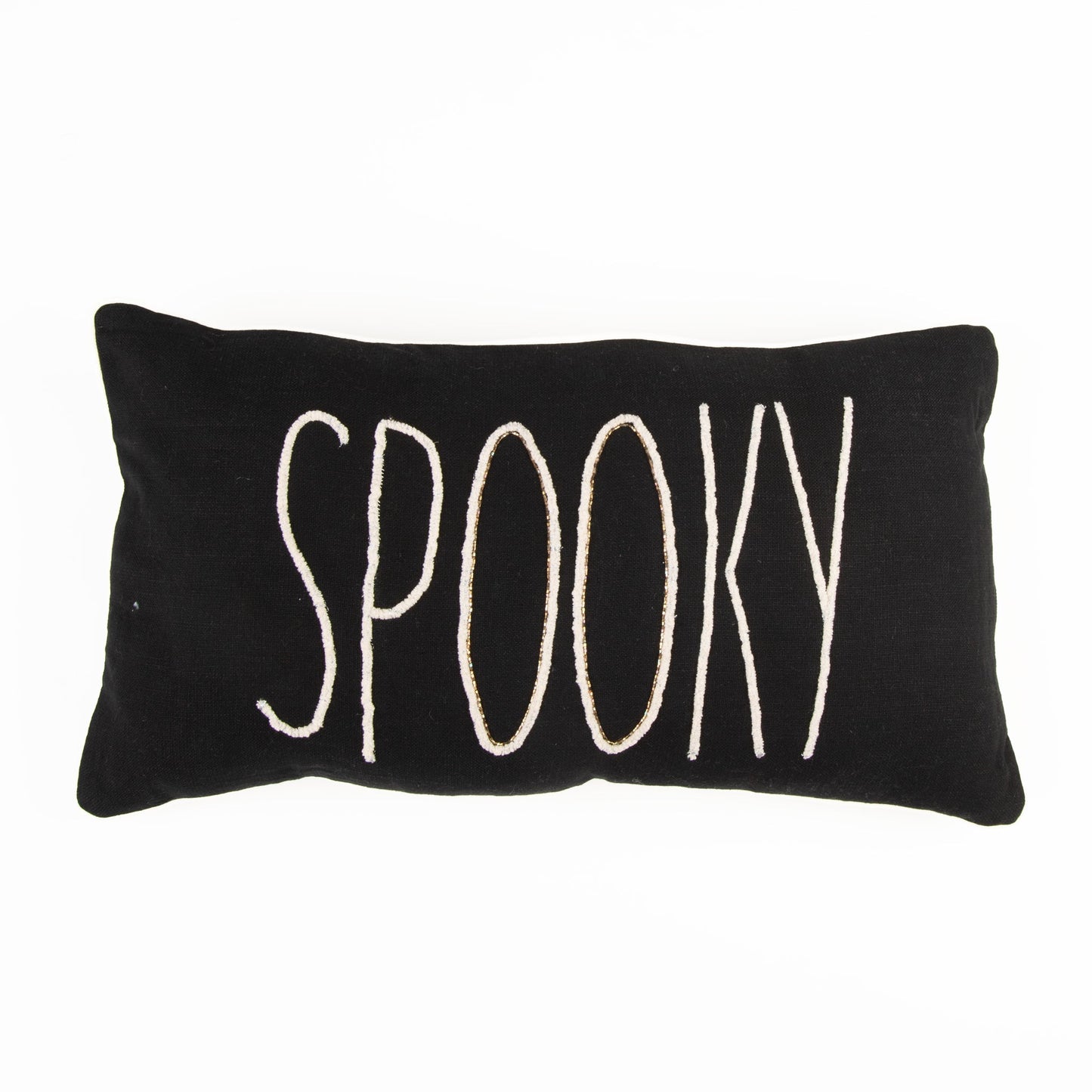 Halloween 12x22" Spooky Beaded Reversible Lumbar Pillow DAME BOHEME