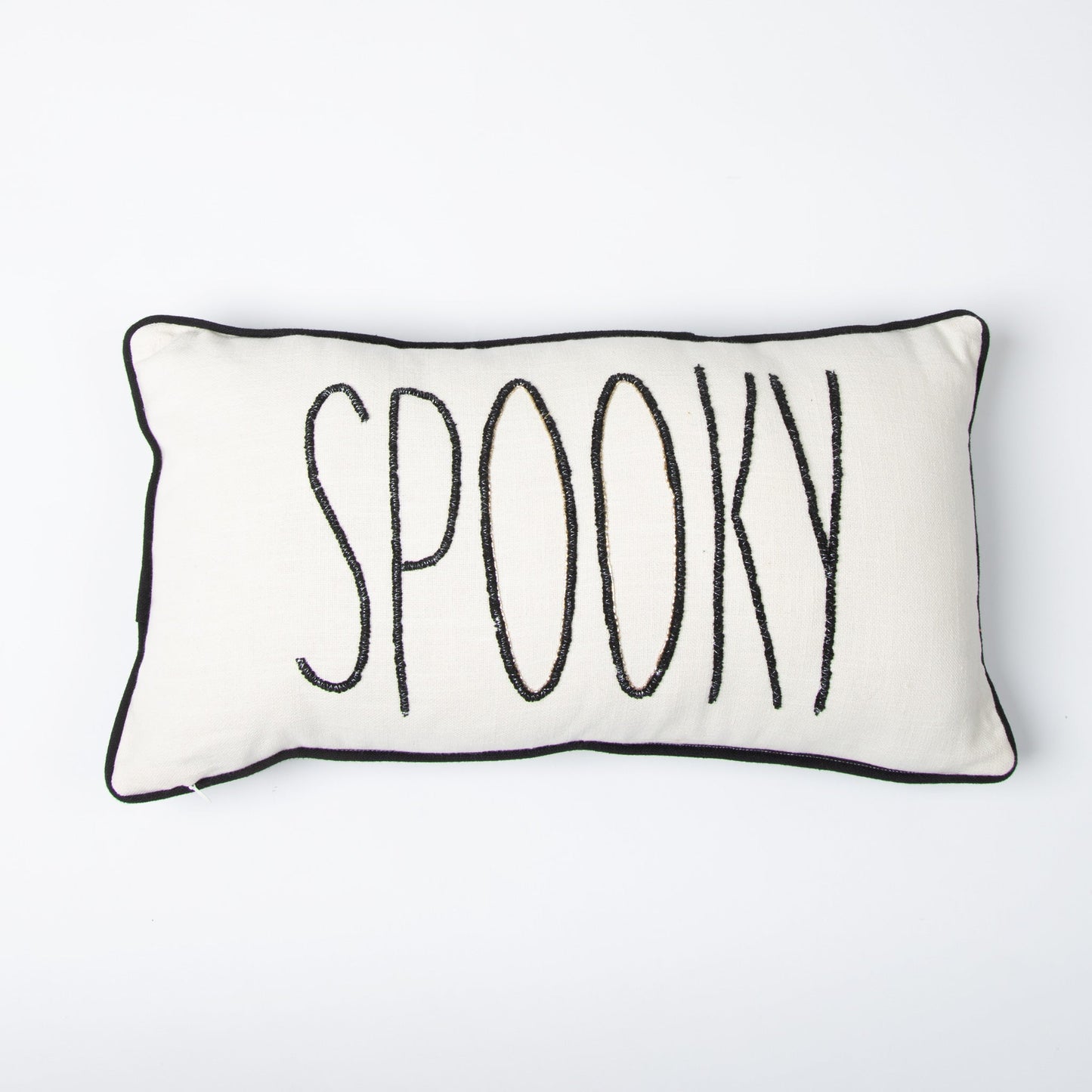 Halloween 12x22" Spooky Beaded Reversible Lumbar Pillow DAME BOHEME
